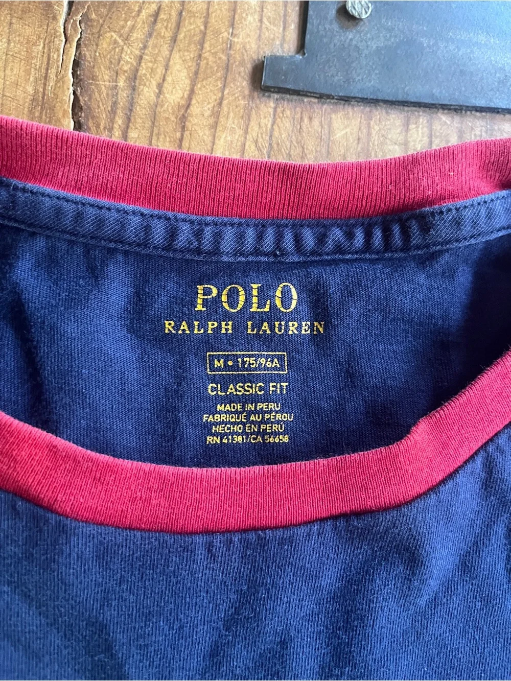 Polo by Ralph Lauren Navy Tee with Red Trim and Polo Logo